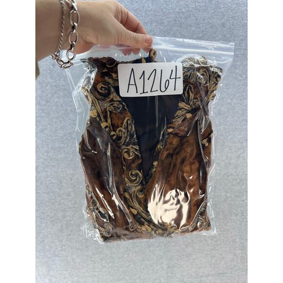 VTG Sandy Starkman Women's S Bronze Velvet Blazer Applique Baroque Bohemian RARE - Picture 11 of 11